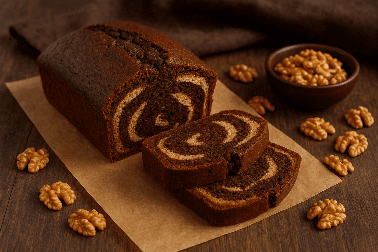 Chec de post cu cacao și nucă – simplu, pufos și plin de savoare - Exquis