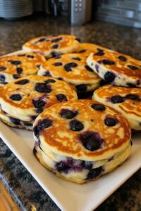 Pancakes pufoase cu afine – fragede, aromate și pline de fructe
