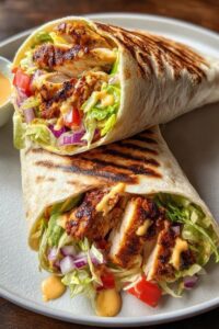 Wrap cu pui crocant, salată fresh și sos cremos
